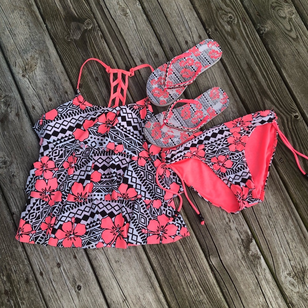 Justice Swimsuit Set with Matching Flip Flops
